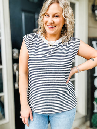 What's Going On Striped Sleeveless Top