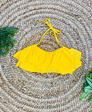 Yellow Ruffle Tie Swim Top - Soul Happy Shop