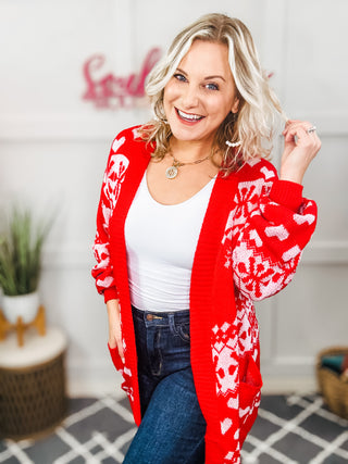 Misteltoe & Holly Pocketed Long Sleeve Cardigan