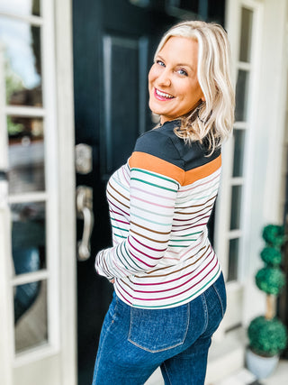 All The Way Striped Long Sleeve Top