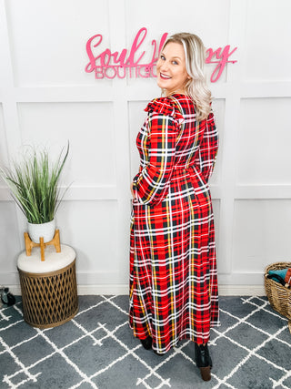 red plaid ruffle dress Red Plaid Open Back Ruffle Dress