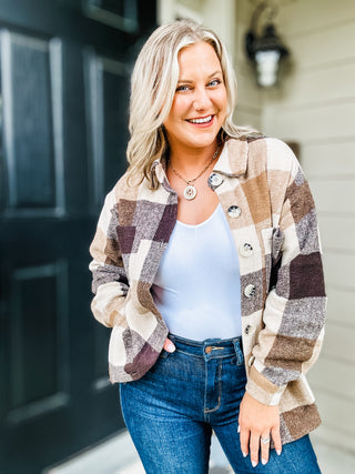 Coffee Date Plaid Button Up Shacket