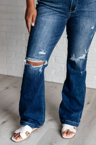 Judy Blue Mila Mid Rise Distressed Bootcut Jeans