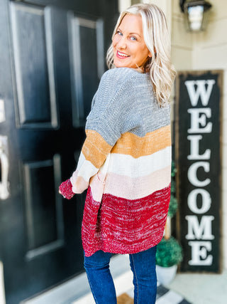 Bring the Warmth Color Block Cardigan