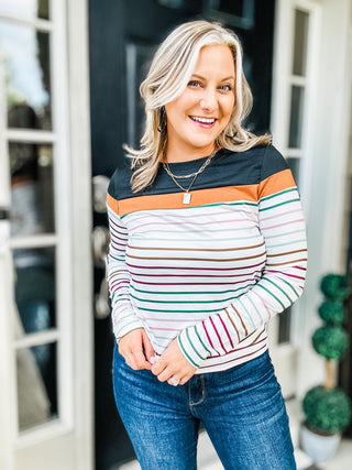 All The Way Striped Long Sleeve Top