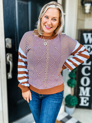 Keep It Up Striped Long Sleeve Sweater