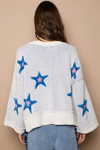 POL Long Sleeve Star Patch Sweater