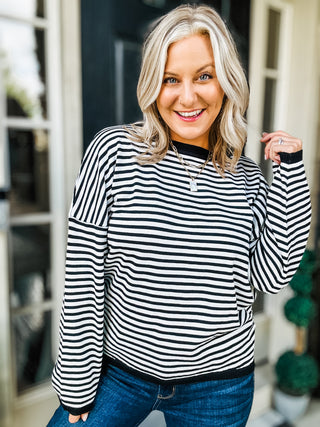 Almost There Striped Long Sleeve Top