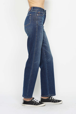 Judy Blue High Waist Tummy Control Wide Leg Straight Jeans