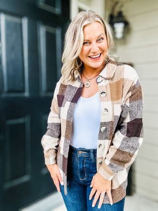 Coffee Date Plaid Button Up Shacket