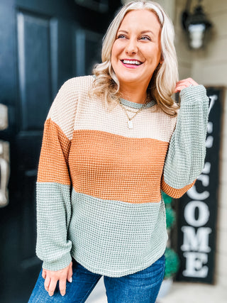 Harvest Party Long Sleeve Waffle-Knit Top