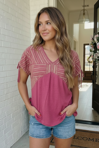 Berry Sweet Stripe Texture Top