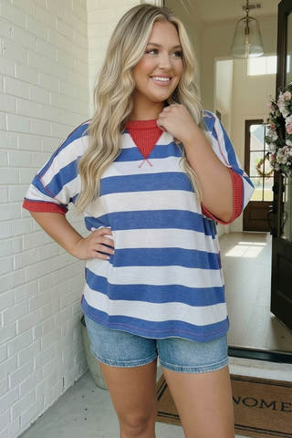Stripe Patriotic Multi Media Mix Top