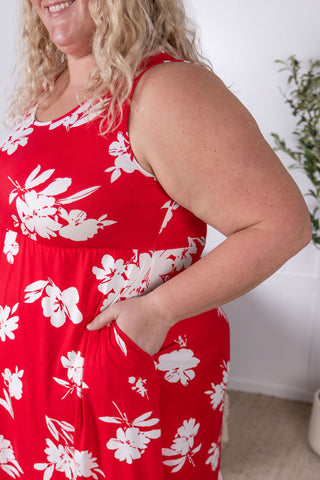 IN STOCK Kelsey Tank Dress - Red Floral FINAL SALE