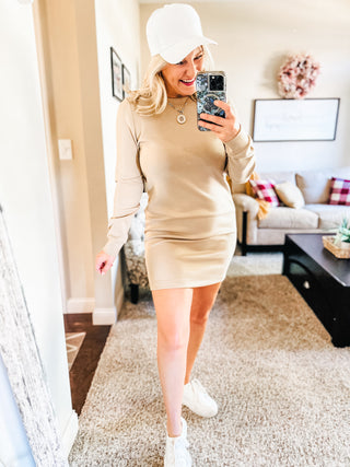 Milan Travel Shift Dress in Khaki