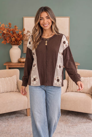 Darling Daisies Long Sleeve in Brown