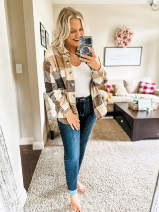 Coffee Date Plaid Button Up Shacket