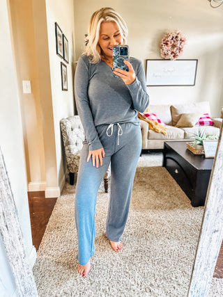 Lazy Days Waffle Knit Long Sleeve Top and Pants Set