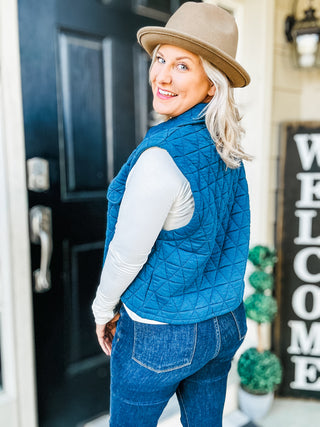 Take The High Road Textured Snap Down Vest