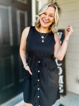 Sunshine Day Drawstring Tank Dress