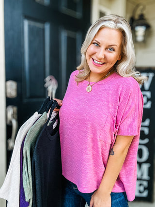 Let Light be Light Drop Shoulder Oversized Tee in Light Rose