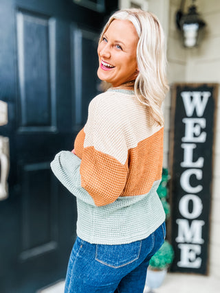 Harvest Party Long Sleeve Waffle-Knit Top