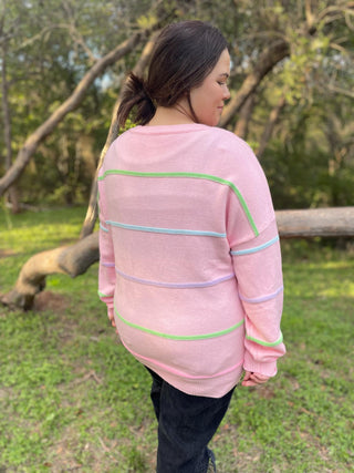 Just Too Good Rainbow Striped Sweater in Two Colors