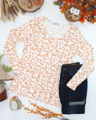 IN STOCK Long Sleeve Sarah Ruffle Top - Autumn Vines