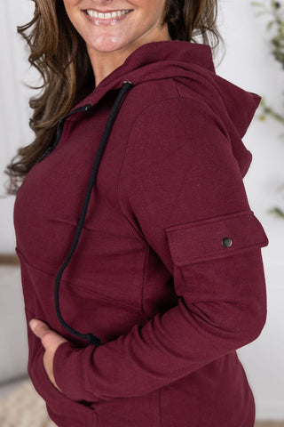 IN STOCK Pixie Pocket Halfzip Hoodie - Burgundy