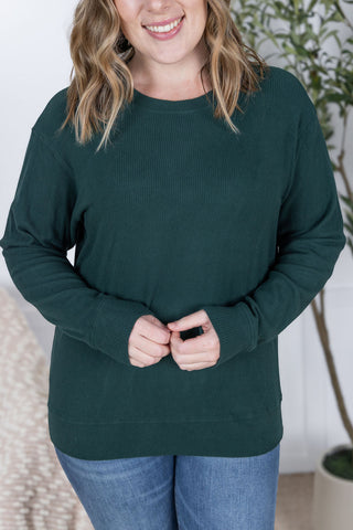 IN STOCK Corrine Ribbed Pullover Top - Hunter Green