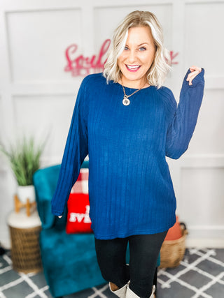 Sway This Way Ribbed Long Sleeve Knit Top