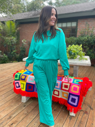 Beautiful Day Mineral Wash Pullover and Cargo Pants Set in Two Colors