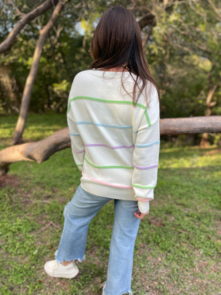 Just Too Good Rainbow Striped Sweater in Two Colors