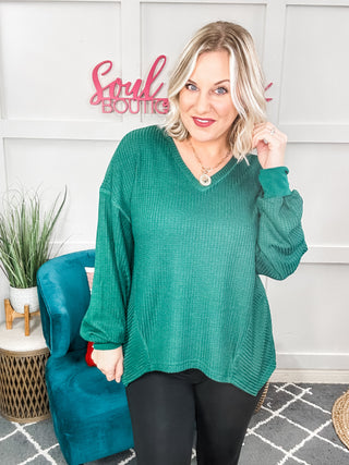 Good Things Are Coming V-Neck Top in Green