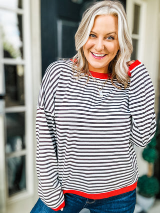 Almost There Striped Long Sleeve Top