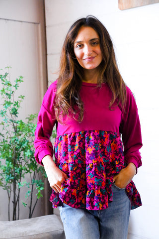 Fuchsia Fizz Drop Shoulder Babydoll Blouse