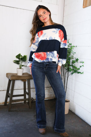 Cottage Roses Colorblock Long Sleeve