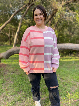 Exceptional Thought Striped Patchwork Sweater in Three Colors