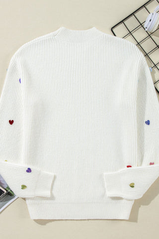 Heart Sequin Long Sleeve Sweater