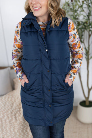 IN STOCK Harlow Long Vest - Navy