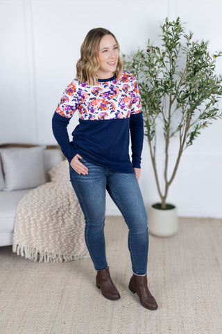 IN STOCK Natalie Pullover - Autumn Purple Abstract and Navy