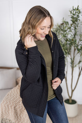 IN STOCK Kyla Zipper Snap Jacket - Black