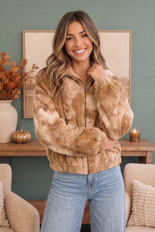Homecoming Faux Fur Zip Up Jacket