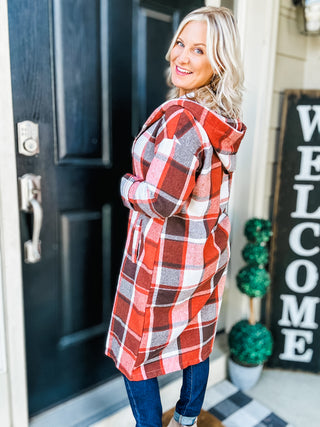 The Perfect Day Plaid Long Line Hooded Shacket