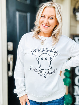 Spooky Season Embroidered Graphic Long Sleeve Sweatshirt