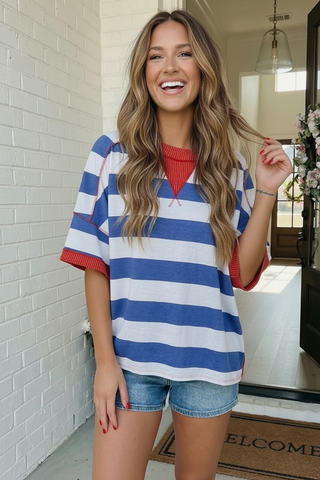 Stripe Patriotic Multi Media Mix Top