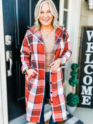 The Perfect Day Plaid Long Line Hooded Shacket