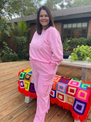 Beautiful Day Mineral Wash Pullover and Cargo Pants Set in Two Colors
