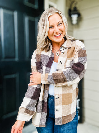 Coffee Date Plaid Button Up Shacket