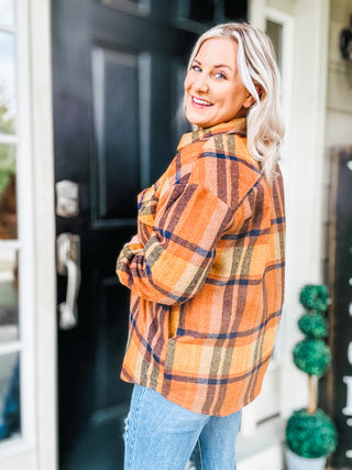 Be You Best Taupe Plaid Quilt Lined Button Down Shacket II